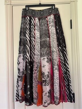 Mirasol Patchwork Boho Maxi Skirt Mixed Print Vintage Hippie Vtg Sz M
